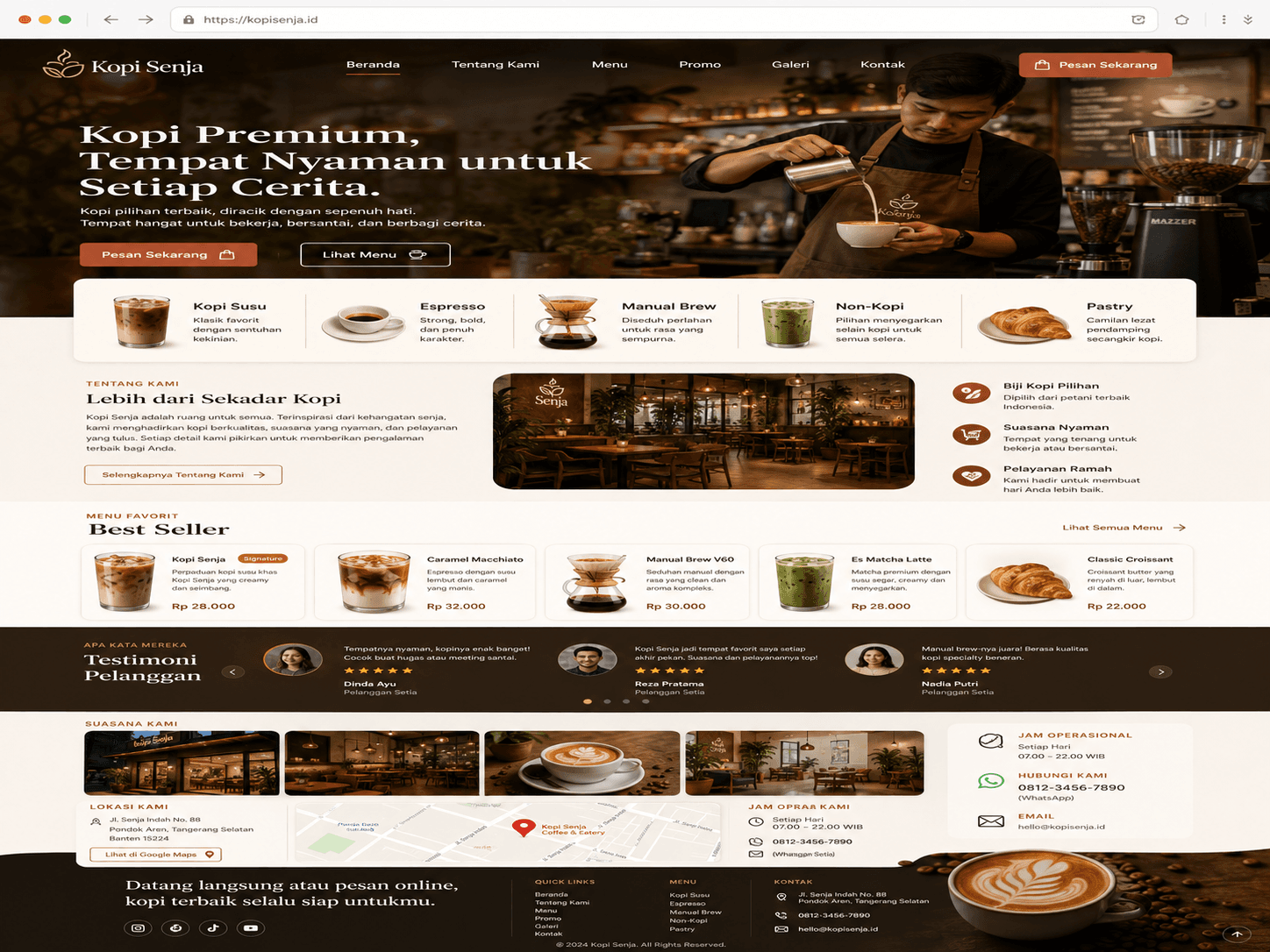 Contoh website Kopi Senja