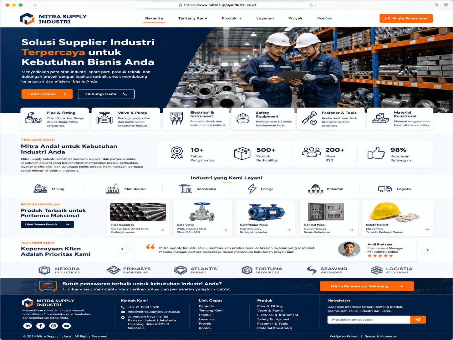Contoh website Mitra Supply Industri