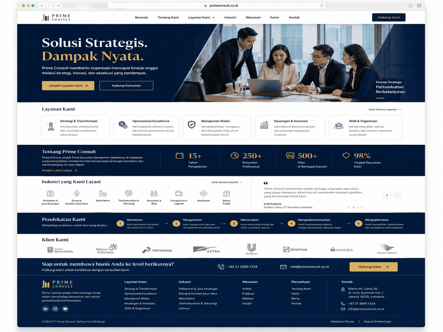 Contoh website Prime Consult