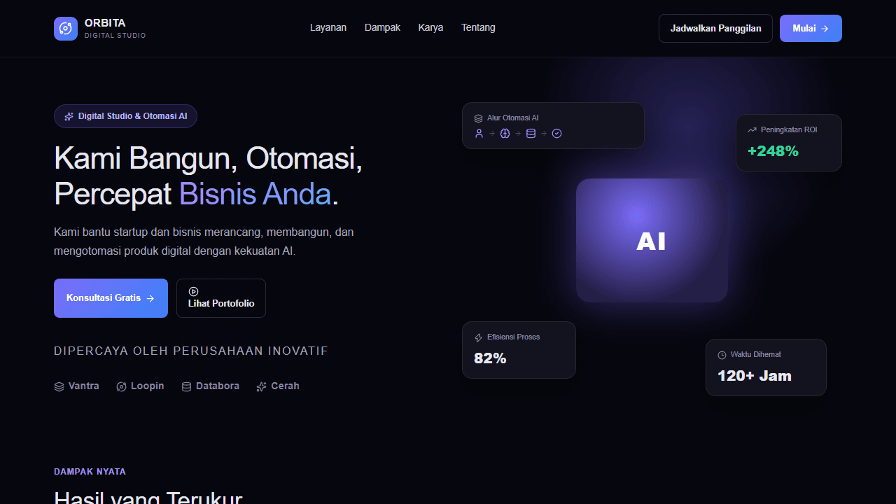 Contoh website bisnis yang dibuat Endrich Tech